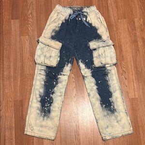 Neoity Jeans 👖 bleach splash denim cargo art pants